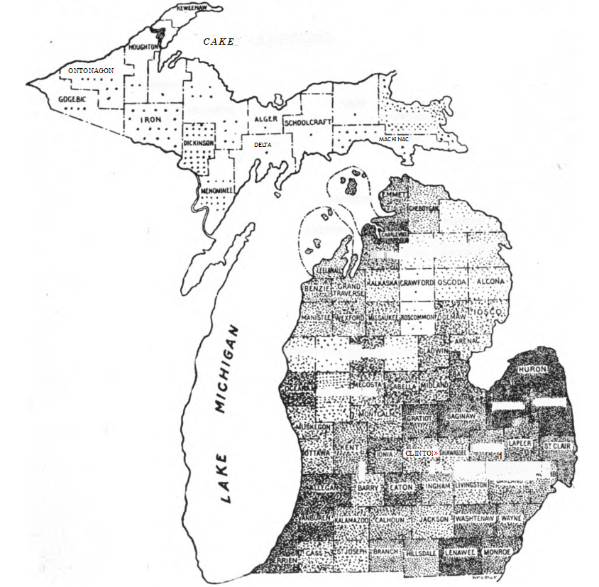 Fig. 129. — Map showing bee population of Michigan